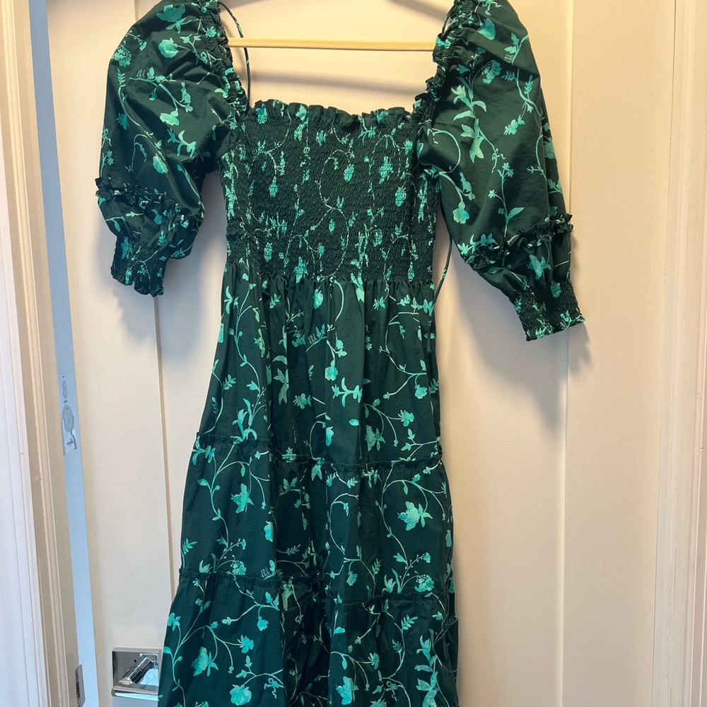 Nesli Nap Dress - Emerald Botanical